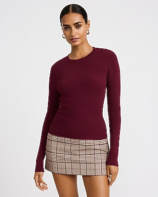 Fitted Ribbed Crew Neck Sweater Silky Soft