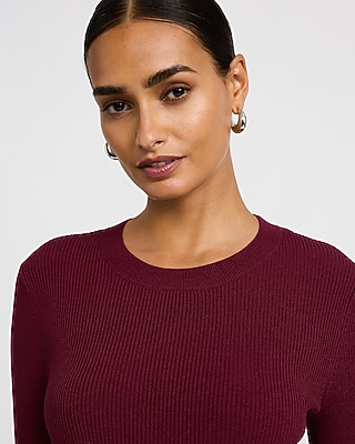 Fitted Ribbed Crew Neck Sweater Silky Soft