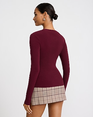 Fitted Ribbed Crew Neck Sweater Silky Soft