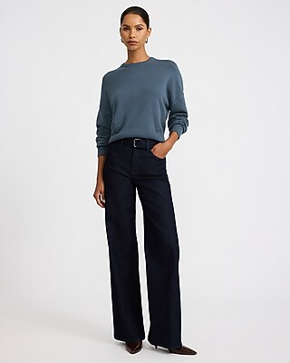 Relaxed Boxy Crew Neck Sweater In Ultrasoft | Express