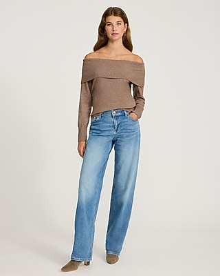 Cloud Soft Fold Over Off The Shoulder Sweater