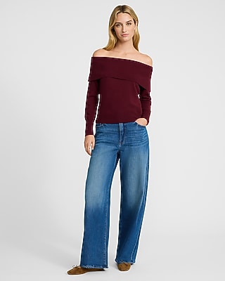 Cloud Soft Fold Over Off The Shoulder Sweater