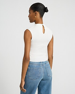 Mock Neck Ruched Sweater Tank