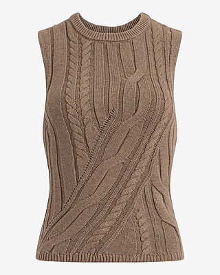 Cable Knit Crew Neck Sweater Tank