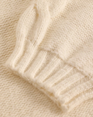 Turtleneck Cable Knit Balloon Sleeve Sweater