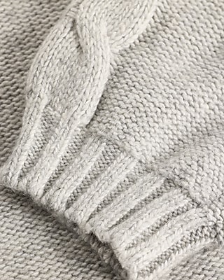 Turtleneck Cable Knit Balloon Sleeve Sweater