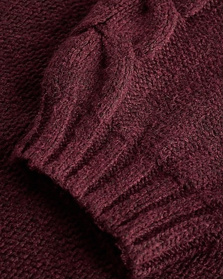 Turtleneck Cable Knit Balloon Sleeve Sweater