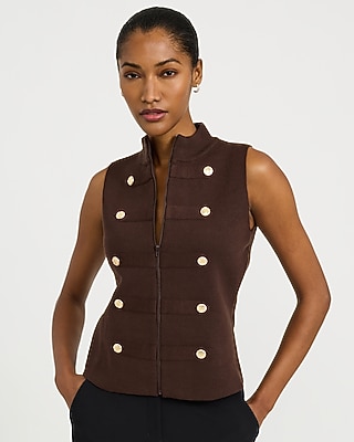 Novelty Button Zip Front Sweater Vest | Express
