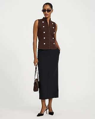 Novelty Button Zip Front Sweater Vest | Express
