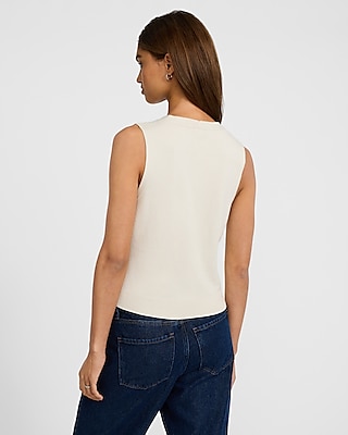 Airy Soft Skimming V-Neck Button Down Sweater Vest
