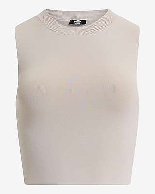 Crepe Knit Body Contour Crew Neck Sweater Tank