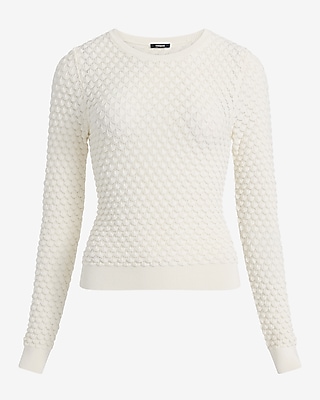 Pointelle Crew Neck Fitted Sweater - image 5
