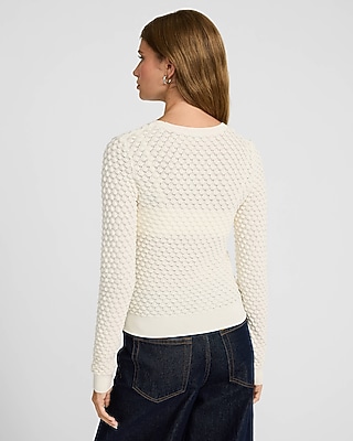 Pointelle Crew Neck Fitted Sweater - image 3