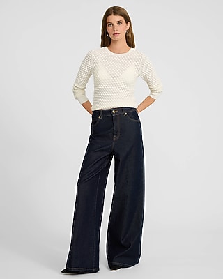 Pointelle Crew Neck Fitted Sweater - image 4