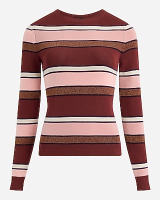 Fitted Striped Shine Crew Neck Sweater