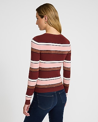 Fitted Striped Shine Crew Neck Sweater
