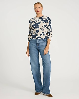 Cable Knit Floral Crew Neck Sweater