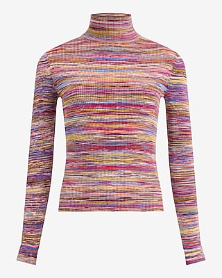 Fitted Ribbed Spacedye Mock Neck Sweater