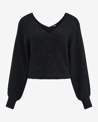 Glitter Double V-Neck Dolman Sweater