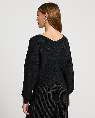 Glitter Double V-Neck Dolman Sweater