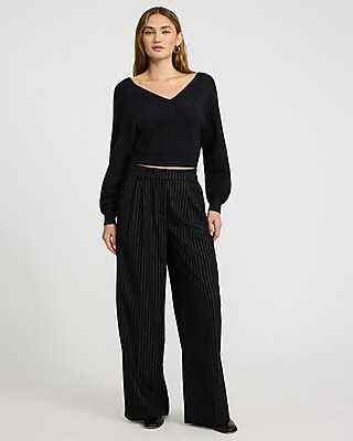 Glitter Double V-Neck Dolman Sweater