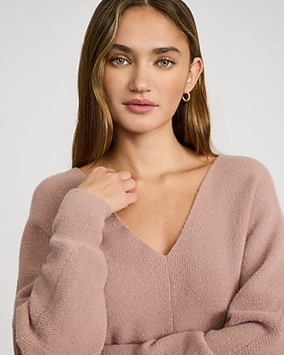 Glitter Double V-Neck Dolman Sweater