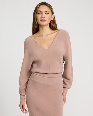 Glitter Double V-Neck Dolman Sweater