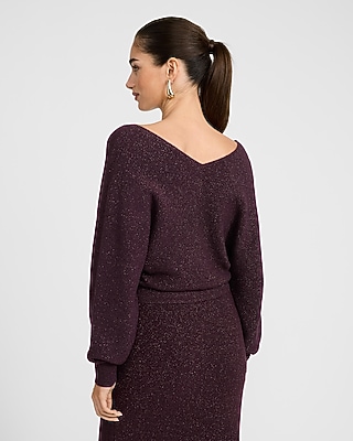 Glitter Double V-Neck Dolman Sweater