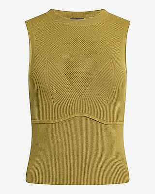 Ribbed Crew Neck Corset Sweater Tank