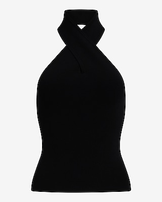 Cross Halter Neck Sweater Tank