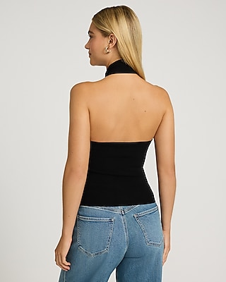 Cross Halter Neck Sweater Tank