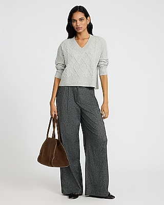 Cable Knit V-Neck Sweater