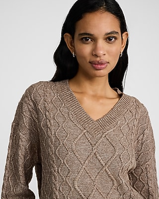 Cable Knit V-Neck Sweater - thumbnail 9