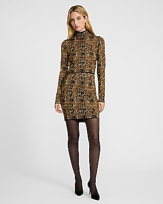 Leopard Mock Neck Cropped Sweater
