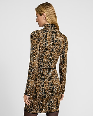 Leopard Mock Neck Cropped Sweater