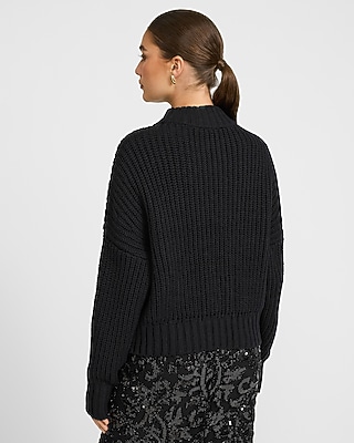 Open Stitch Mock Neck Sweater