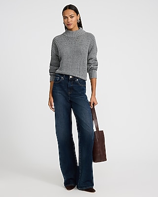Open Stitch Mock Neck Sweater
