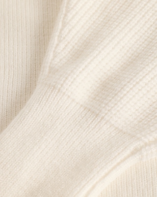 Ribbed V-Neck Long Puff Sleeve Sweater