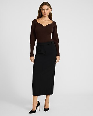 Ribbed V-Neck Long Puff Sleeve Sweater - image 3