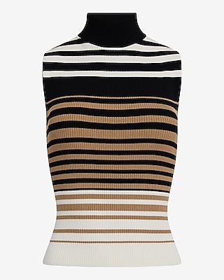 Striped Mock Neck Sweater Tank