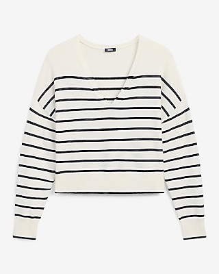 Relaxed Striped V-Neck Sweater