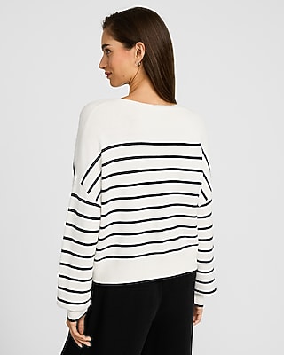 Relaxed Striped V-Neck Sweater