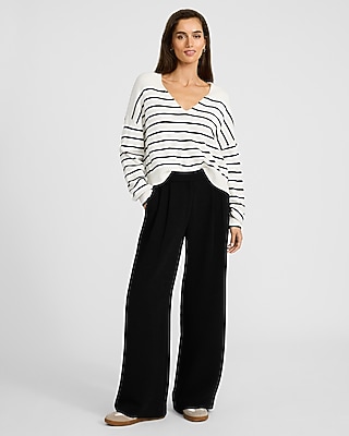 Relaxed Striped V-Neck Sweater