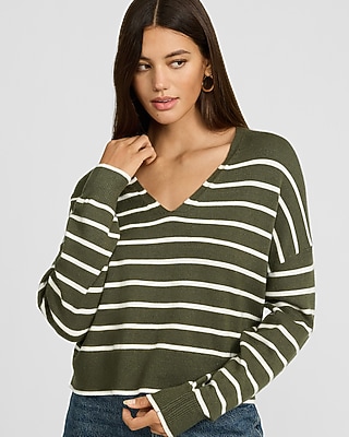 Relaxed Striped V-Neck Sweater in Ultrasoft - thumbnail 9