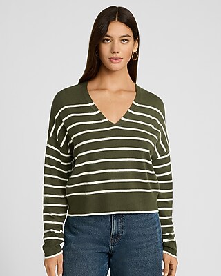 Relaxed Striped V-Neck Sweater in Ultrasoft - thumbnail 10