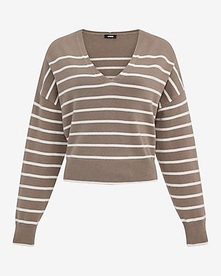 Ultrasoft Relaxed Striped V-Neck Sweater