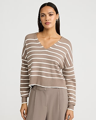 Ultrasoft Relaxed Striped V-Neck Sweater