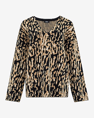 Leopard V-Neck Tunic Sweater