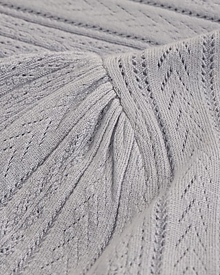 Pointelle Crew Neck Short Sleeve Cardigan