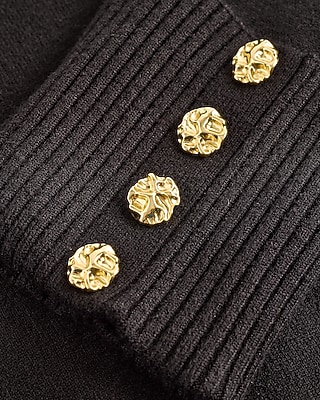 Airy Soft Turtleneck Novelty Button Cuff Sweater